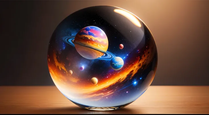 masterpiece, best quality, high quality, realistic quality, concept ball glass, Glass ball, space inside a glass ball, planets, galaxies, floating in space, full of Stars, colorful,