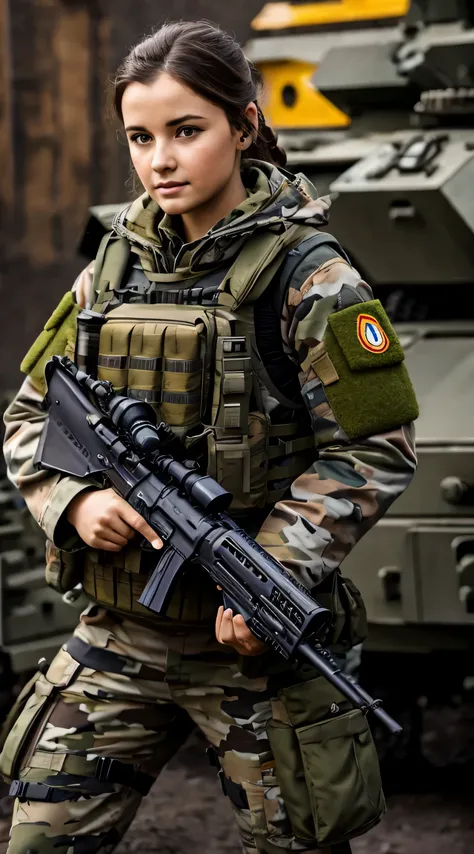 Ukrainian female soldiers，Its beautiful，Female warrior holding 8k futuristic gun, hyper HD, severe low light, high high quality, Focus sharp, XT3