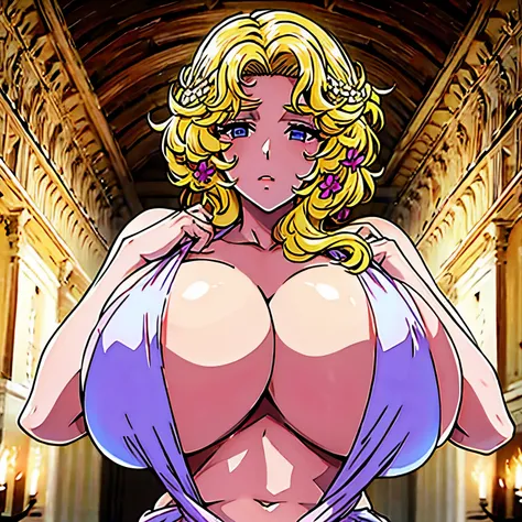 Aphrodite, Huge breasts, blonde hair, sfw, deep cleavage