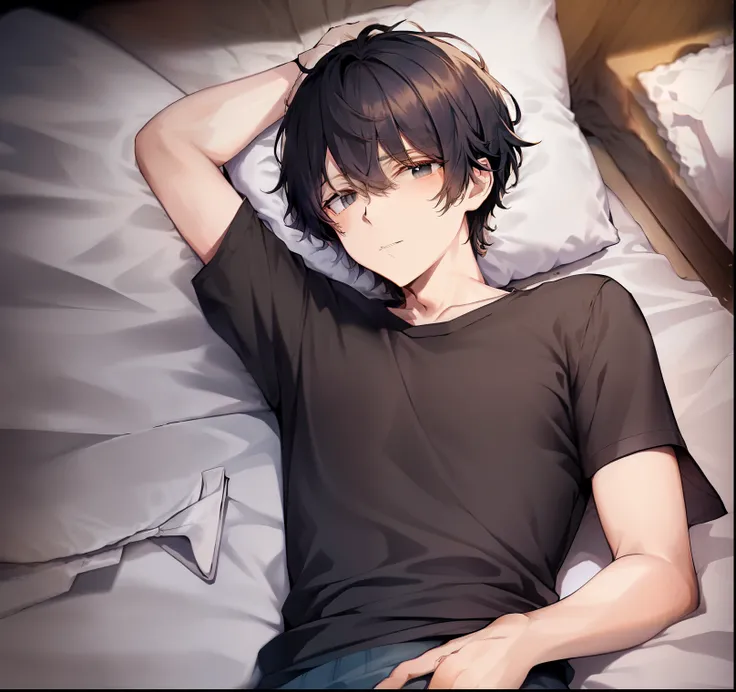 Bed in the background、white sheets、cushion