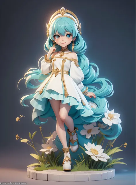 anime character with long hair and white dress, cyan eyes, 2. 5 d cgi anime fantasy artwork, official character art, cushart kre...