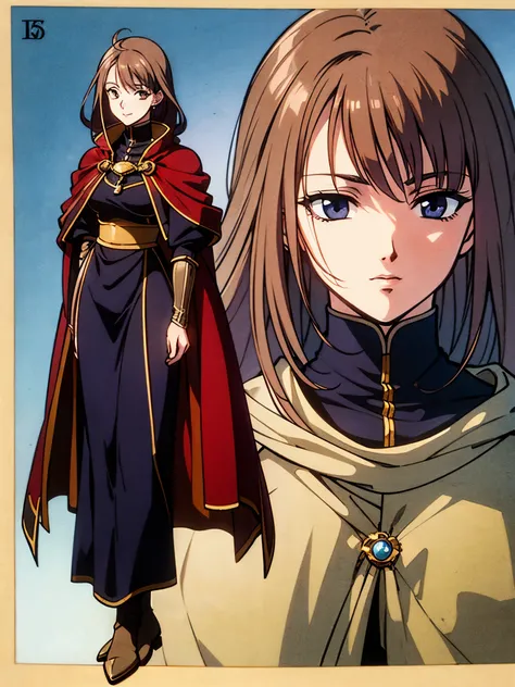 1 character, image of a beatiful adult woman, very detailed like in dark fantasy old anime, in good quality, disheveled hair, fantasy character, original design, medieval clothes, dynamic image, full height image, little eyes