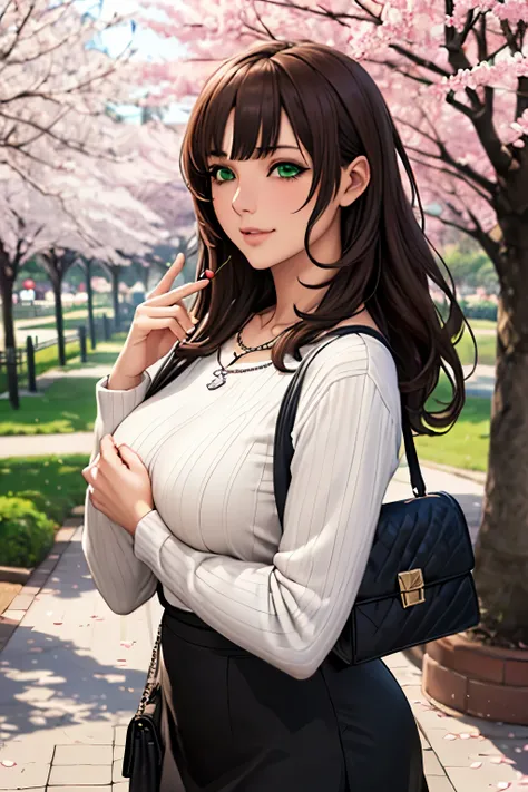 ((masutepiece, Best Quality, hight resolution, nffsw, Perfect Pixel, depth of fields, 4K, nffsw, nffsw))), 1girl in, Single, Solo, Beautiful anime girl, Beautiful Art Style, Anime Character, ((Long hair, Bangs, Brown hair)), ((Green eyes:1.4, rounded eyes,...