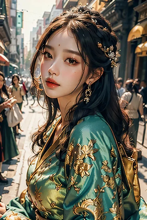 Best quality,masterpiece,ultra high res,(photorealistic:1.4)1girl,beautiful_face,detailed skin,full body,yuhuoshu,jewelry,solo,earringire:1.3),blurry,realistic,lips,