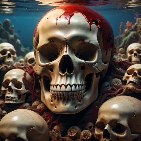 Best Quality,8K,High resolution,masutepiece:1.2,Ultra-detailed,realistic skull,detailed corpse,under a sea of blood,Horror-themed