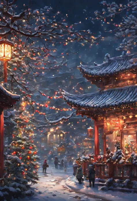 by Chen Longque and Chen Dingbo, Christmas Eve, intricate, (masterpiece, Representative work, official art, Professional, unity 8k wallpaper:1.3)