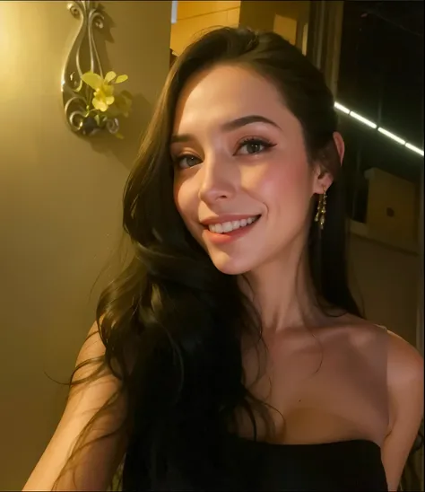 Theres a woman with long hair and a black dress smiling, imagem de perfil, 21 anos, Amouranth, 2 2 anos, 2 3 anos, 18 anos, 1 8 I, 2 4 anos, 19-year-old girl, Valentina Embaralhamento, taken in the early 2020s, foto de perfil