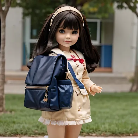 Doll with school bag and with best friend