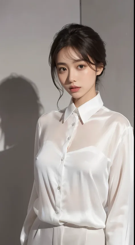 White silk shirt, ultra details