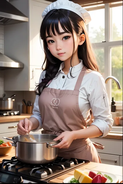 cute girl, cook,