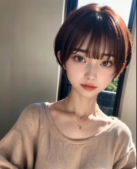 ((top-quality))、(masterpiece:1.4)、Raw photography、8K、((Top image quality))、 ((hight resolution))、Beautiful face in every detail、realisiticな人の肌、Gentle expression、(One lady:1.3 )、realisitic、(rather short hair:1.4)、(Beautuful Women)、(cute Japanese girls:1.3)...