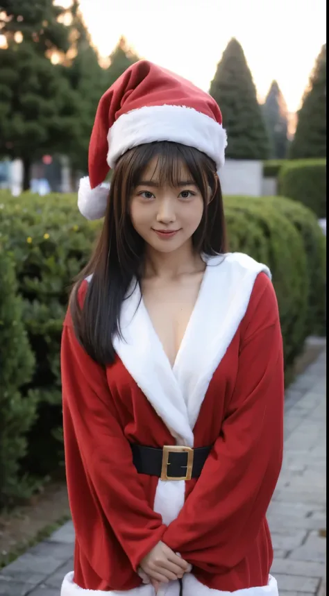 beautfull Japanease woman,(Red Santa Claus costume:1.5),(Christmas tree),Christmas atmosphere,Black hair,Photorealsitic,surrealism, F/1.2, 35 mm, Fuji Film, 8K, Super Detail, nffsw, masutepiece, ccurate, Anatomically correct, Textured skin, Super Detail, h...