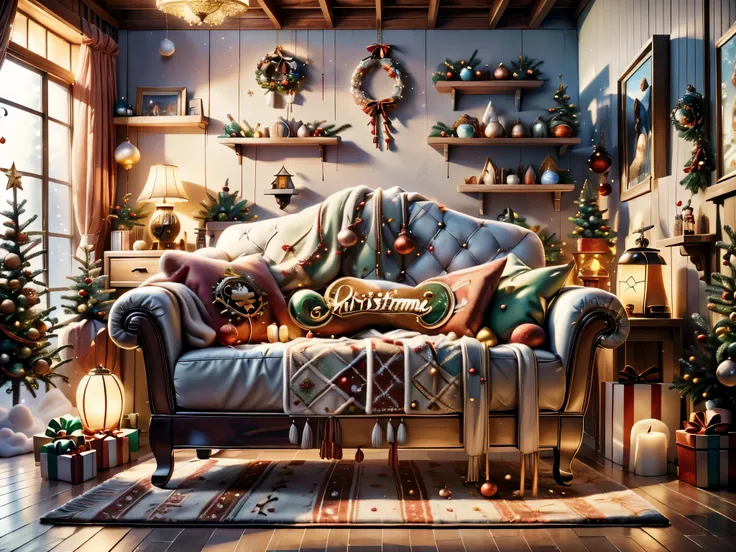 ultra real photo， tmasterpiece， best quality， ultra - detailed， 超高分辨率， raw photos，(christmas living room)，(圣诞豪华decorative style)...