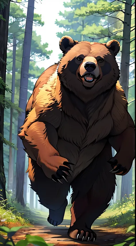 ferocious bear in the forest