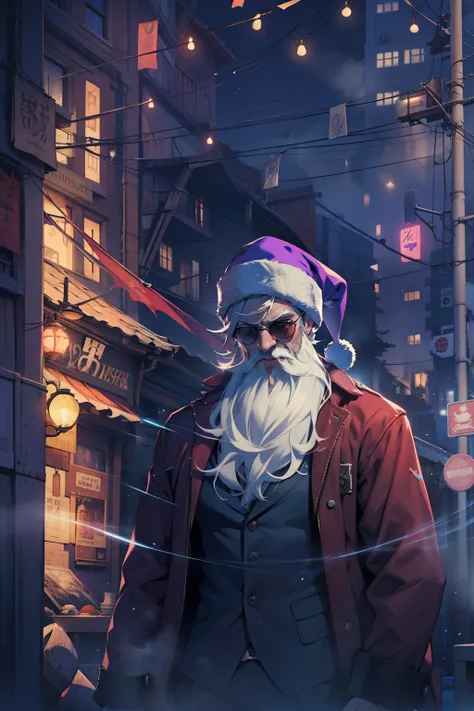 arafed image of a santa claus with sunglasses and a purple banner, actual photo, 🇺🇦, 🚿🗝📝, real atmosphere, real photo, 🐝👗👾, stu_dts, the best ever, purple magic, real ungine, crazy atmosphere, inspired by Sava Šumanović, purple glow, leon tukker, hannover