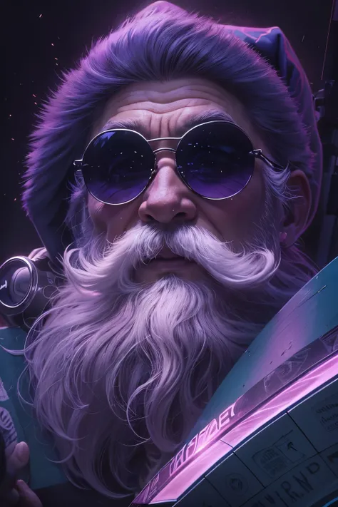 arafed image of a santa claus with sunglasses and a purple banner, actual photo, 🇺🇦, 🚿🗝📝, real atmosphere, real photo, 🐝👗👾, stu_dts, the best ever, purple magic, real ungine, crazy atmosphere, inspired by Sava Šumanović, purple glow, leon tukker, hannover