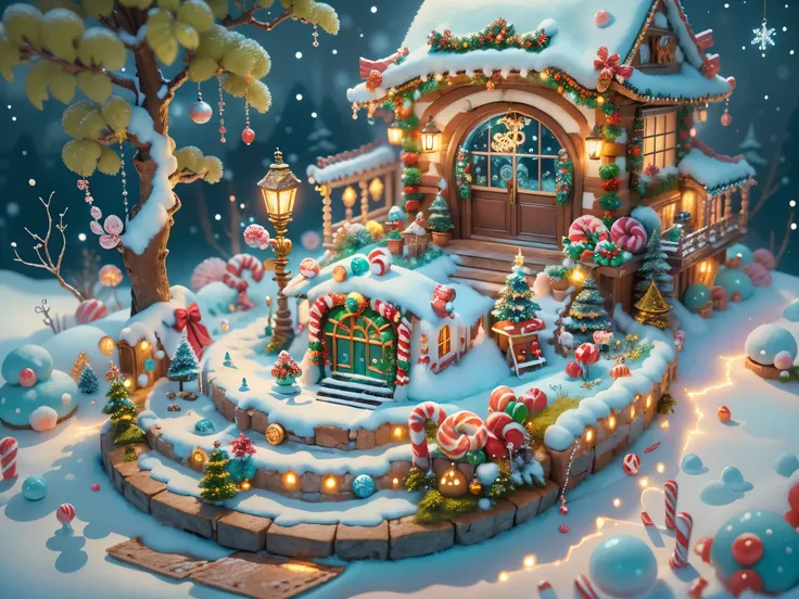 (tmasterpiece),（ultra - detailed:1.3），(close-up: 1.8), best quality，（棉花糖一样的白yuki:1.2），（christmas courtyard in blue fairy tale:1....