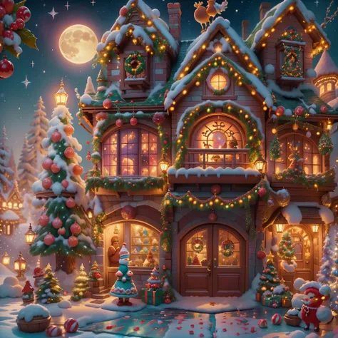 (tmasterpiece),（ultra - detailed:1.3），(close-up: 1.8), best quality，（sparkling:1.2），（christmas courtyard in a dreamy fairy tale:...