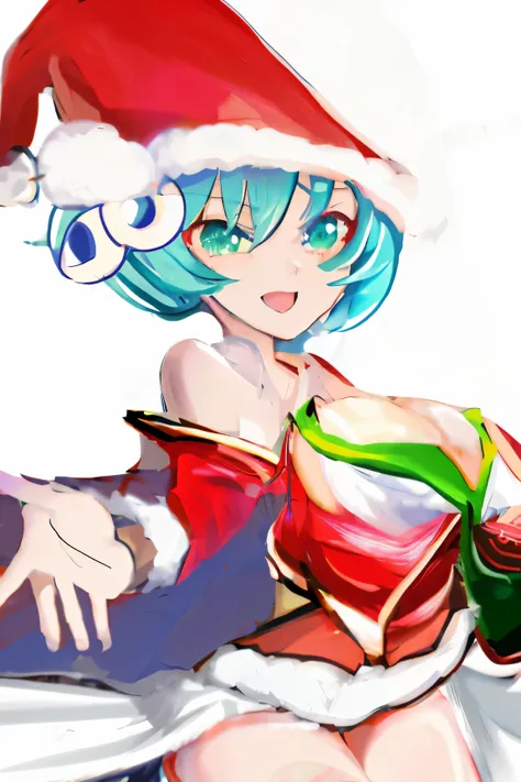 Anime girl in a Santa hat with a green bag and red shoes, v from devil may cry as an elf, pixiv, top rated on pixiv, at pixiv, Cirno, pixiv 3dcg, Lori, Cirno touhou, Cirno from touhou, pixiv contest winner, sona is a slender, zerochan art, by Puru