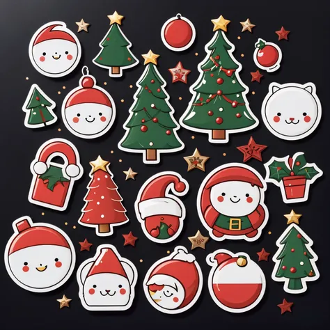 Christmas Stickers, Santa Stickers, Christmas tree Stickers, bells Stickers, gift box Stickers