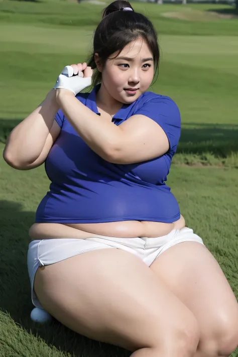 (1 Girls breasts、Overweight、Extremely fat、chubby、Sweat muscles、japanes、Golf