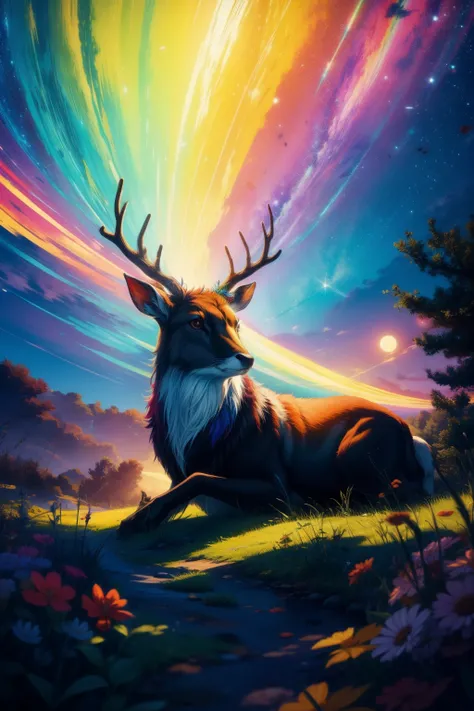 coil，Colorful colors，Gods deer