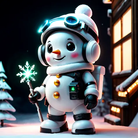 (Sticker:1.5），（Full body photo），1 transparent cute Christmas snowman，Transparent mech，Exquisite Christmas hat：1.2，Luminous goggles：1.2，cyber punk personage，Dreamy glow，ren，white backgrounid，（globalillumination，Ray tracing，HDR，Unrealistic rendering，Rational...