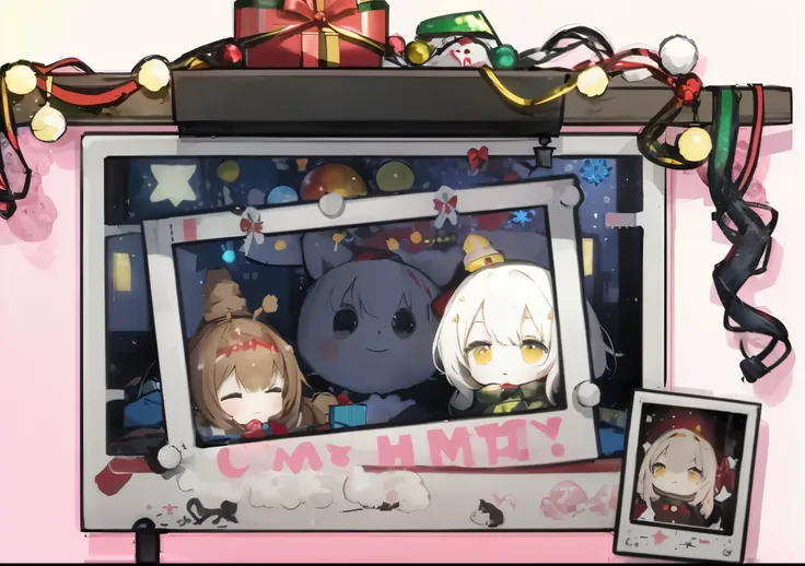 (Best quality at best,4K,A high resolution:1.2),ultra - detailed,(actual,photoactual:1.37),Family of three,captu red in a heartwarming Christmas celebration,Gacha Club game-inspi red,Incorporates elements of Cytus and Deemo art styles. The scene is set in ...