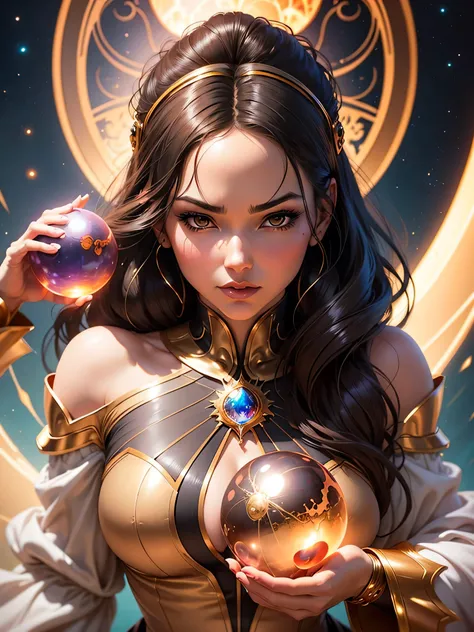 a close up of a woman in a costume holding a crystal ball, artgerm julie bell beeple, artgerm detailed, ig model | artgerm, artgerm jsc, artgerm. anime illustration, artgerm. high detail, wlop | artgerm, extremely detailed artgerm, fantasy art behance