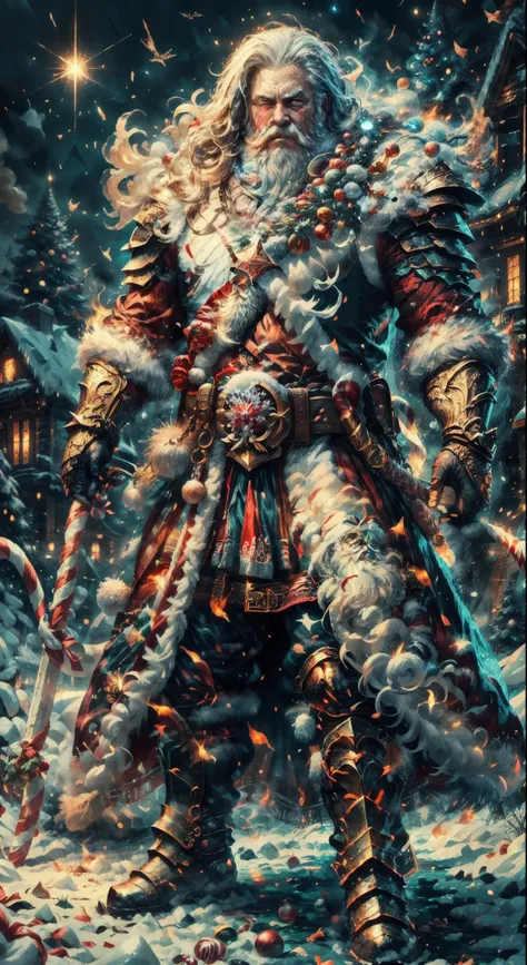 santa claus as the boss of the game "dark souls" in the christmas dlc,best quality,4k,8k,highres,masterpiece:1.2,ultra-detailed,...