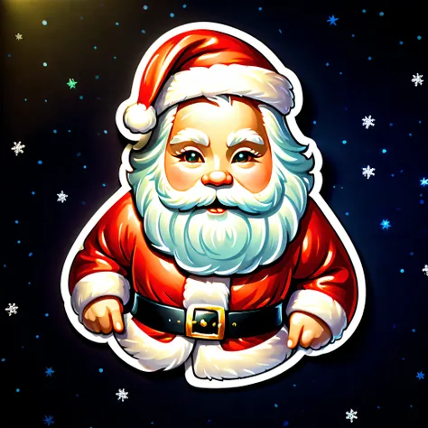 (((sticker art:1.3))), (((christmas santa stickers:1.3))), digital paint illustration sticker, christmas tree-like cane, wearing...