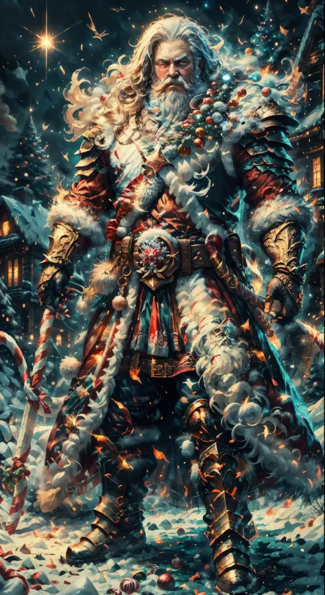 santa claus as the boss of the game "dark souls" in the christmas dlc,best quality,4k,8k,highres,masterpiece:1.2,ultra-detailed,...