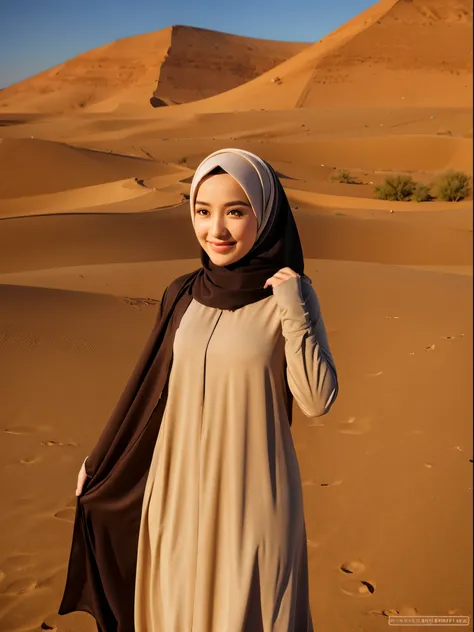 hijab, gamis, desert