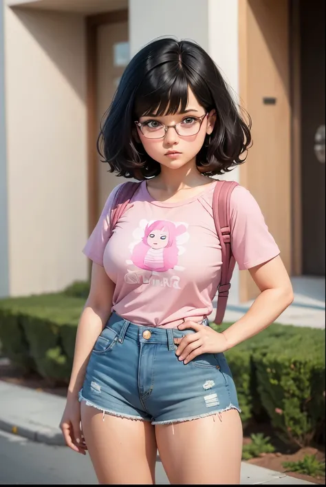 Cartoon girl wearing a pink shirt Cartoon girl wearing a pink shirt, Dora the Explorer as real girl, Dora the Explorer, in cartoon style, cartoon image, cartoon art style, Tina Belcher as a real person, before and after, cartoon proportions, realistic!!!, ...