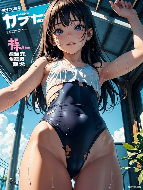 (Superflat, Flat Shading, flat-colors:1.1)、(Magazine Cover)、Illustrations、(one asian boyish girl)、(cute little:1.2)、very beautiful 14 year old cartoon girl、Great smile、cheeks are reddened、(High Detail Skin: 1.2)、photorealistic anime girl render、realistic a...