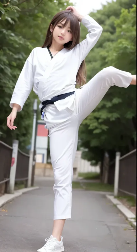 Paint in the natural color of a white karate uniform, Karate obi