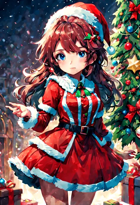 Sticker, christmas Sticker, 1girl, Christmas costume, intricate, (masterpiece, Representative work, official art, Professional, unity 8k wallpaper:1.3)