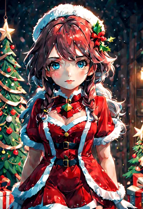 Sticker, christmas Sticker, 1girl, Christmas costume, intricate, (masterpiece, Representative work, official art, Professional, unity 8k wallpaper:1.3)