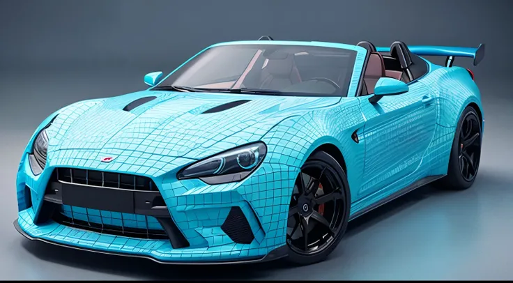 3D Sportscar, blue grid pattern