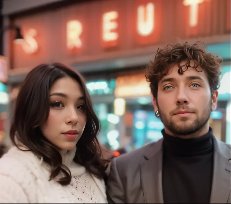 Portrait of wavy hair girl and curly hair boy