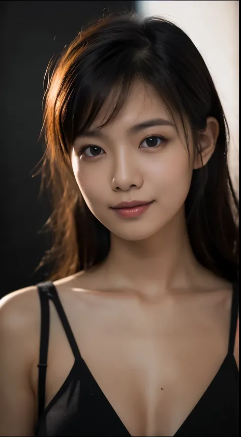 highest quality, epic realistic, ((in the pitch black darkness :1.4)), ((portrait:1.5)),(background: dark ) high contrast ,glorious picture, lowest lux, lighting face, shes comfortable, wearing nothing, , looks incredible, (8k, Raw photo, Highest quality)...