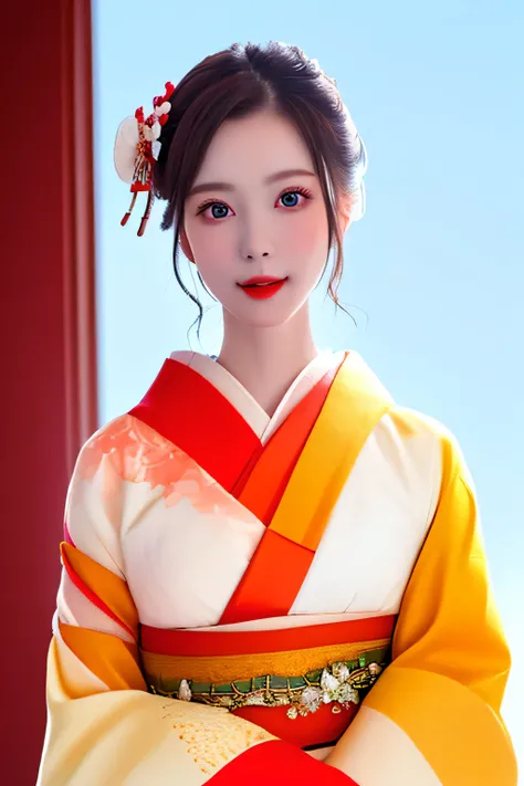 (8K, Raw foto, Best Quality, high resolucion:1.2), (realisitic, photo-realisitic:1.5),  1Girl, Solo , pale-skin,   beautifull face,  Cute, very detail eyes, Cherry heart-shaped lips, upper half body,  in kimono,