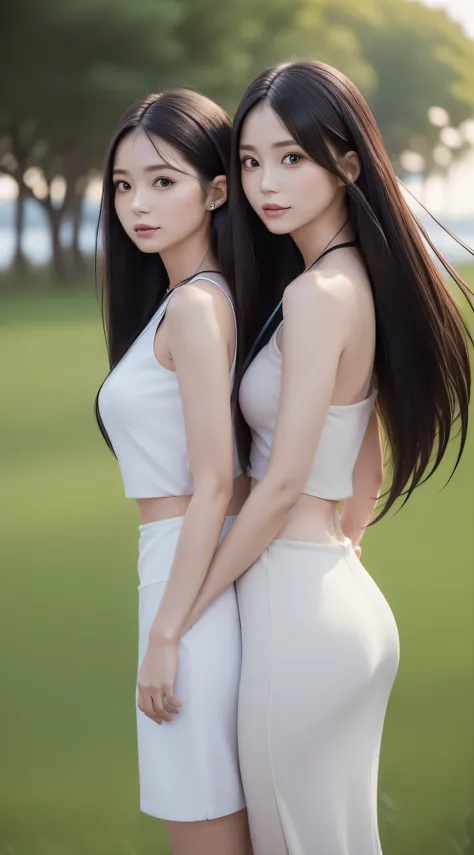 (Refreshing smile:1.5),(Look at viewers:1.1）,）（1 female）,（hide ones hands:2.0）,(Beautiful Japan Woman）,（hair behind ear, hair over shoulder, straight haired, Long hair, strong wind in the hair:1.5), （ High neck sleeveless , tight skirts:1.5), （high-heels;1...