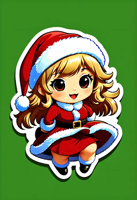 Leonardo style, One sticker, christmas,Vector graphics，christmas，(The English bold text is as follows： &cite;Wish you Christmas cheerful&cite;:1.5)，cheerful，Cute big breasts，jpn，