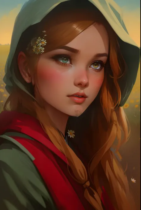 woman with a flower crown stands in a field of daisies, artgerm and atey ghailan, artwork in the style of guweiz, beautiful digital illustration, beautiful digital artwork, beautiful digital painting, gorgeous digital painting, stunning digital illustratio...