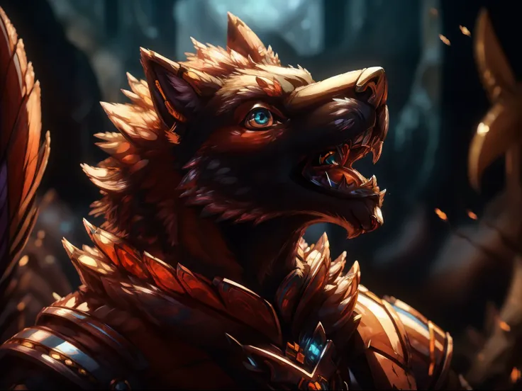 a close up of a group of four different colored characters, wolf armor, coriolios rpg art style, high quality dnd illustration, high detailed official artwork, dnd fantsay art, epic fantasy art style, very very beautiful furry art, character splash art, de...