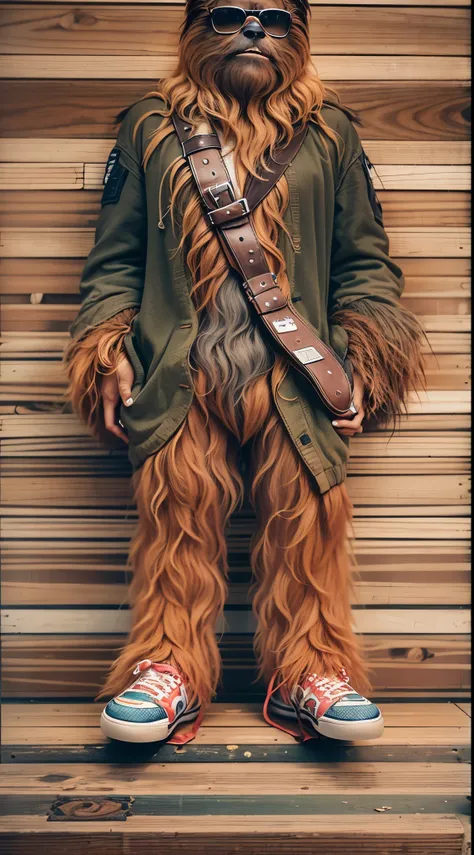 Chewbacca on his feet advertises sneakers in Star Wars style