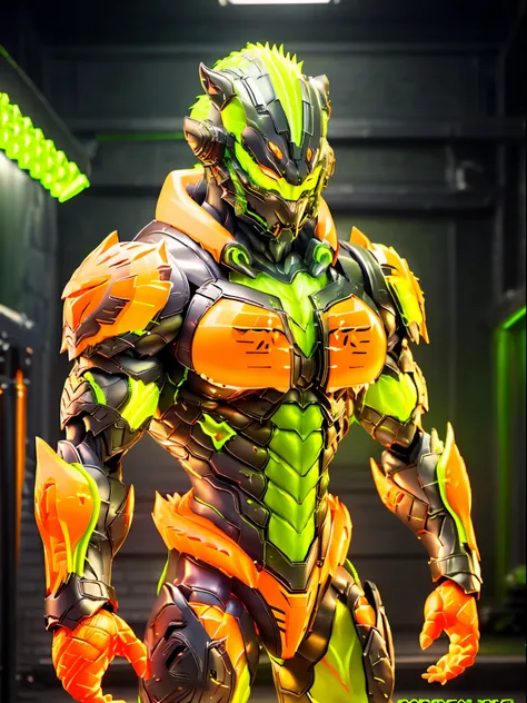 Panther, (Lime green, Light orange:1.5), DRAGON HEAD, HEAVY CRYSTAL ARMOR, TRANSPARANT, MUSCLE BODY, MUSCLE ABS.