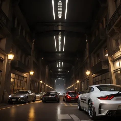 architecture, street, cars, high building, interior lighting,  photorealism,  (cyborg:1.1), ([tail | detailed wire]:1.3), (intricate details), hdr, (intricate details, hyperdetailed:1.2), cinematic shot, vignette, centered