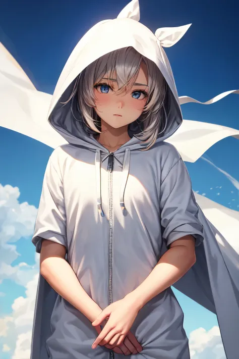 Homen, anime, Cabelos brancos, olhos vermelhos, white lashes, rosto definido e marcado, corpo sarado e desenvolvido, revestido de um manto preto, capuz, but don&#39;t wear the hood. Hands covered with a white ribbon, 190 centimeters